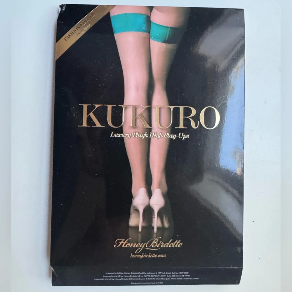 Honey Birdette - Kukuro - Stay-Up High Thighs Hosiery - Green - M - NWT - Picture 2 of 4